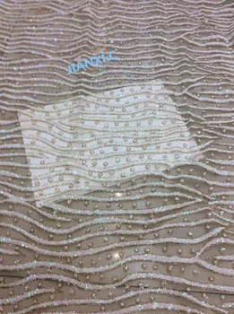 

hot sale african net lace fabric CiCi-11892 glued glitter sequins French tulle lace fabric