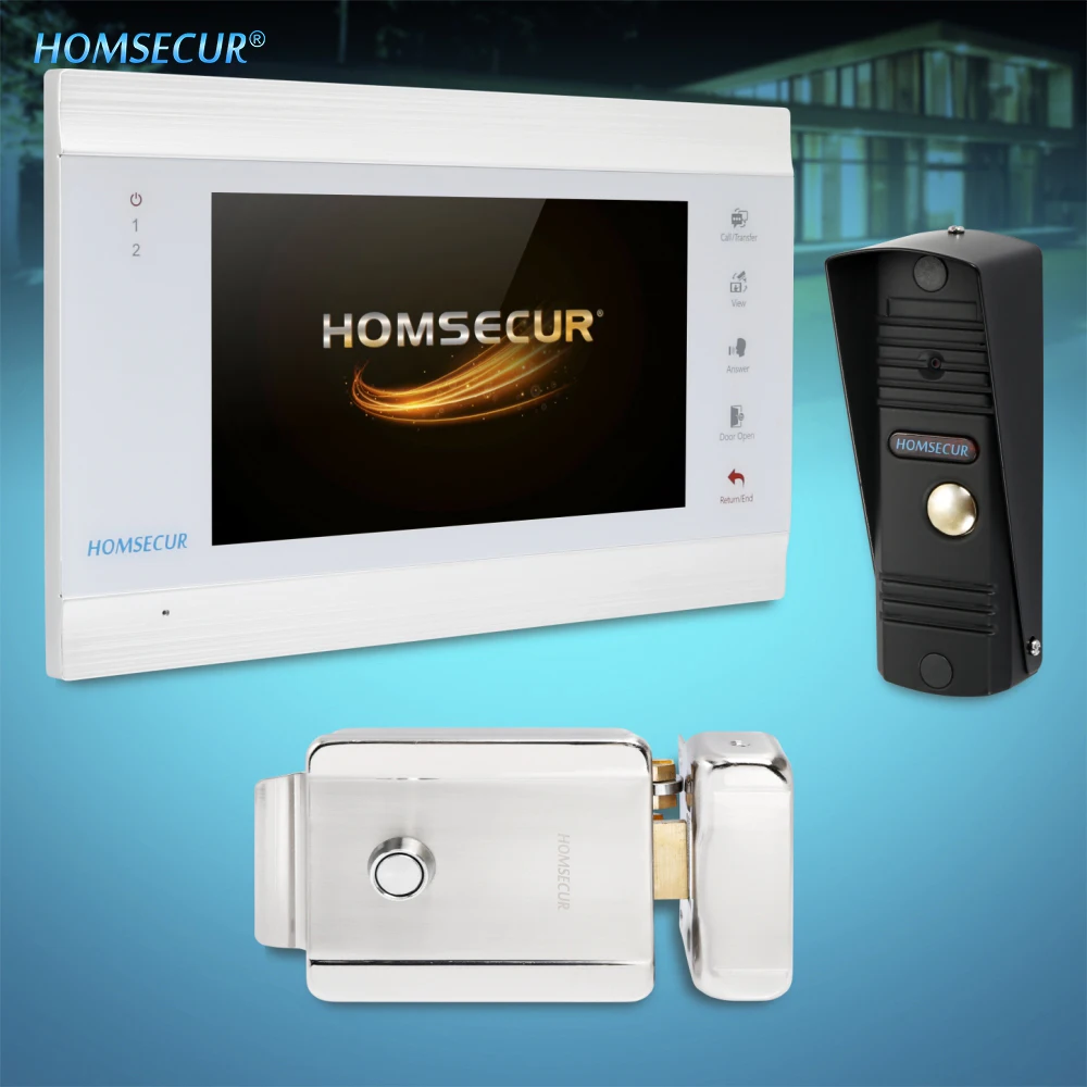 

HOMSECUR 7" Video Door Entry Security Intercom with Black Camera 110 for Home Security (BC011HD-B +BM705HD-W)