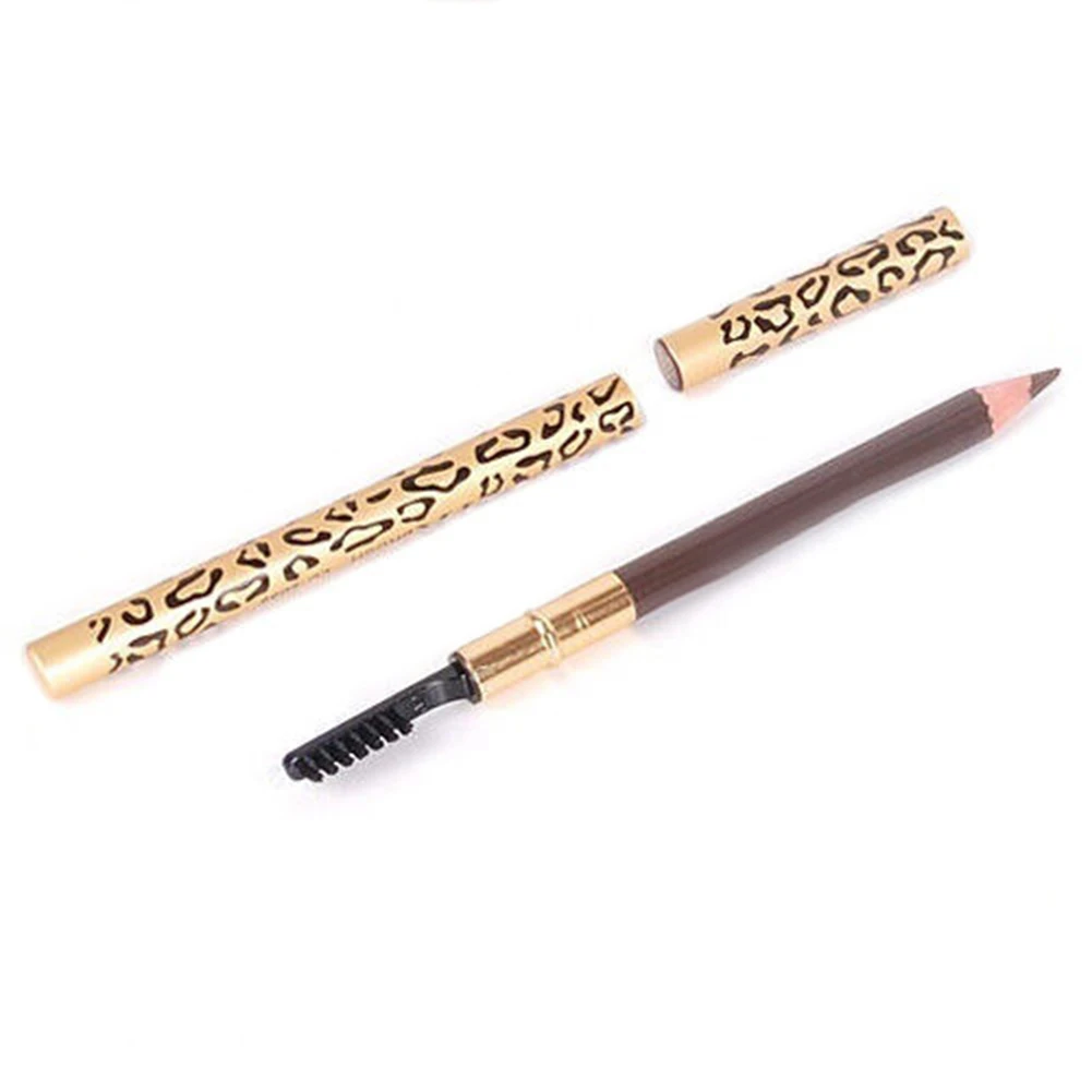 2 in 1 Leopard Waterproof Long-Lasting Eyebrow Pencil with Brush Makeup Tools | Красота и здоровье