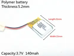 3,7 V 140 mAh 521521 литий-полимерный литий-po Li ion Перезаряжаемые Батарея ячейки для Mp3 MP4 MP5 gps