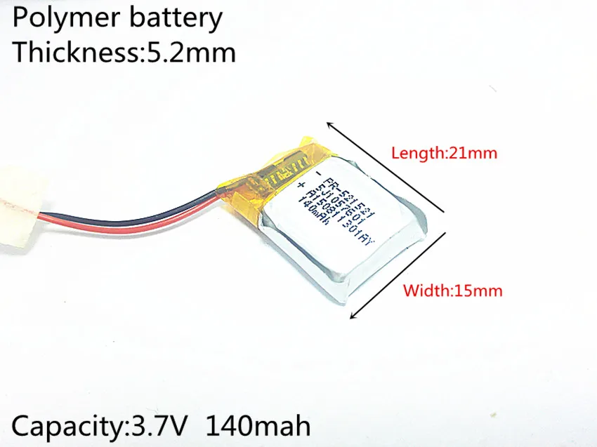 

3.7V 140mAh 521521 Lithium Polymer Li-Po li ion Rechargeable Battery cells For Mp3 MP4 MP5 GPS