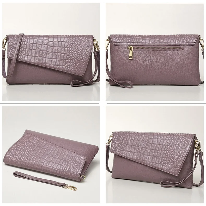 MJ Brand Design Female Bags Natural Genuine Leather Women Crossbody Messenger Bag Real Crocodile Leather Envelope Clutch Bag (10)