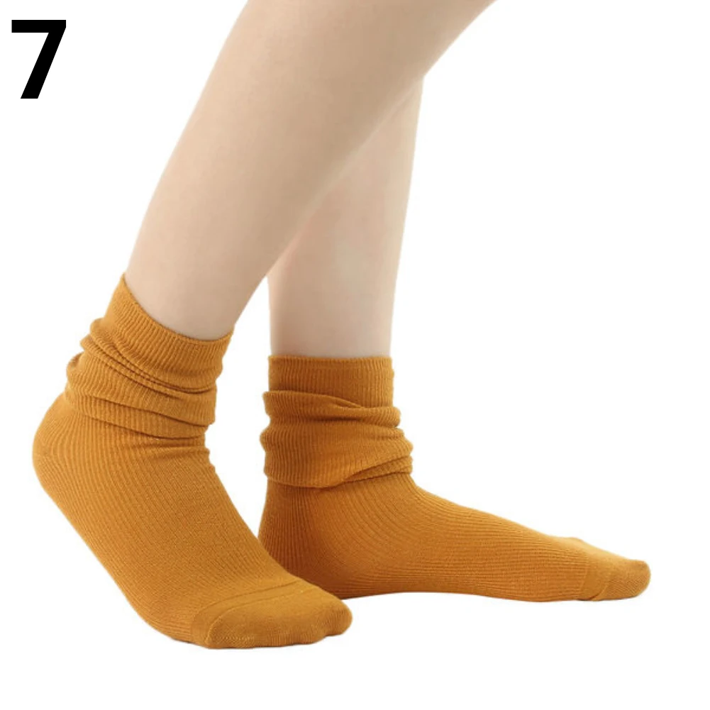 

Fashion Women's Boots Socks Solid Color Cotton Knitted Socks