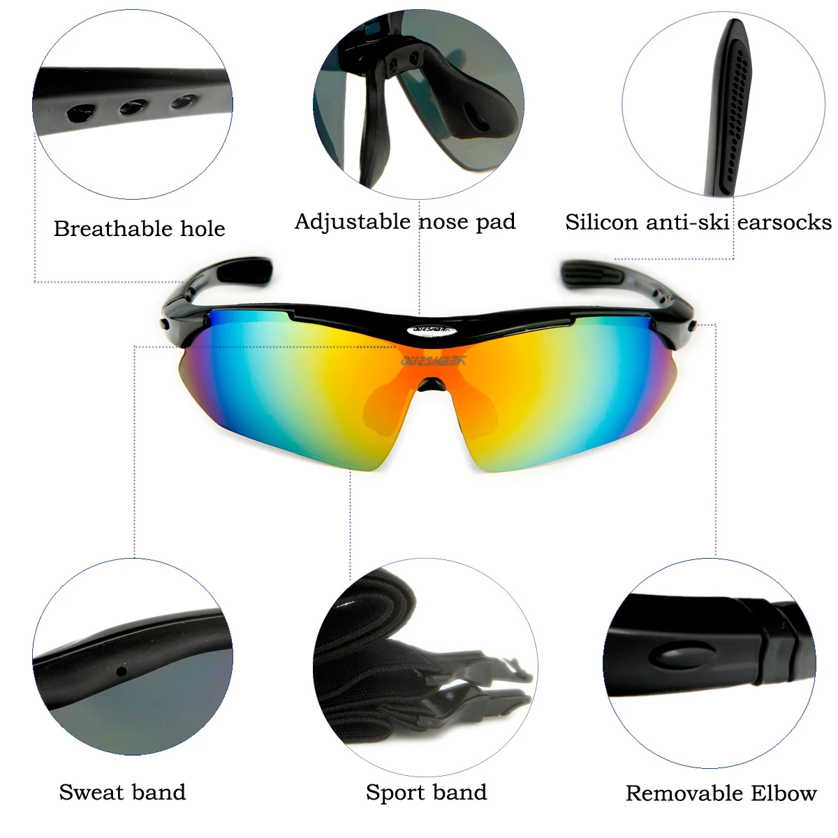 Queshark, профессиональные поляризованные солнцезащитные очки для велоспорта, для спорта на открытом воздухе, велосипедные очки, 30 г, очки, 5 линз