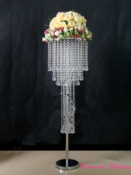 

3pcs/lot Tall 39'' Wedding Metal Flower Stand With 4 Layers Acrylic Pendent Clear Centerpiece for Wedding party event home Usage