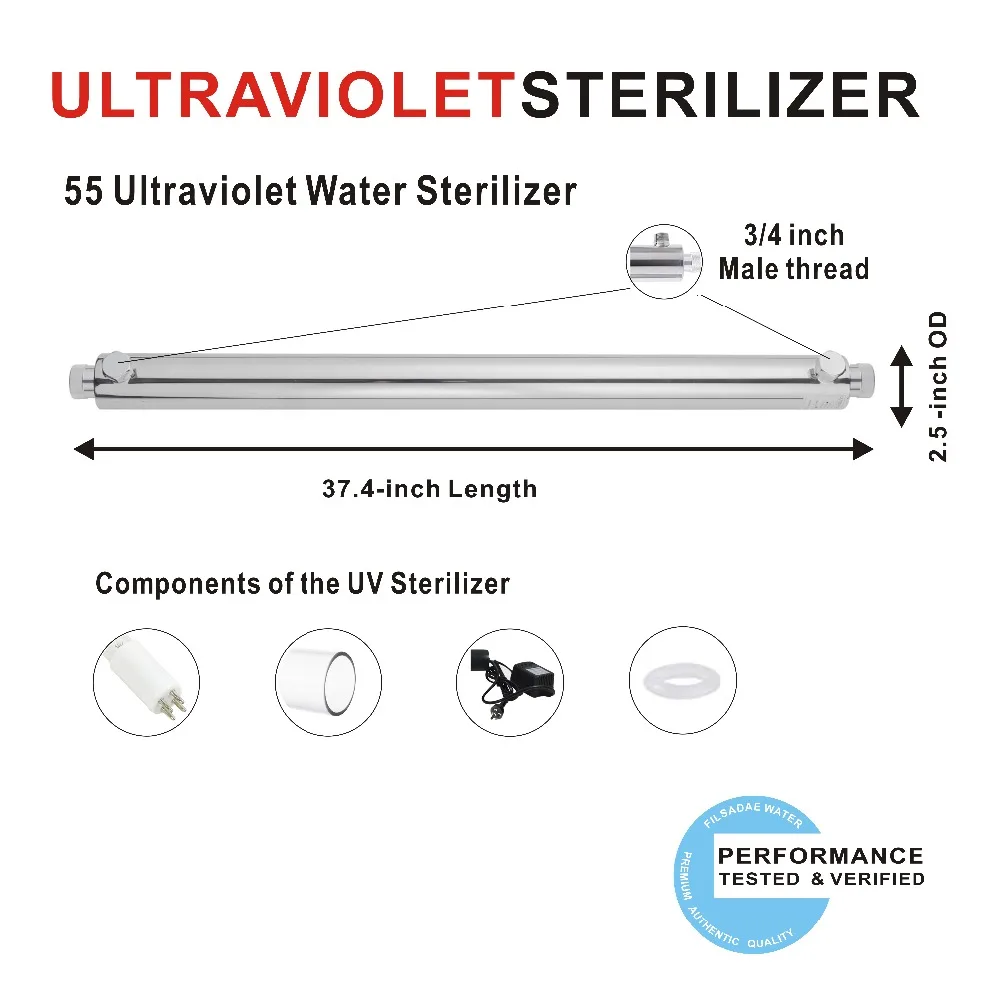 55 Вт Ультрафиолетовый очиститель воды стерилизатор фильтр для всего дома очистки 12GPM, источник питания 200-240, AU Трехконтактный разъем