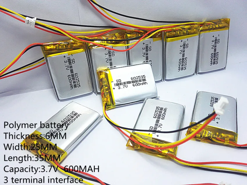 3,7 в 600 мАч литий-полимерный литий-ионный аккумулятор для наушников тахограф модель 582535 SP5 mp3 mp4 gps 602535 062535