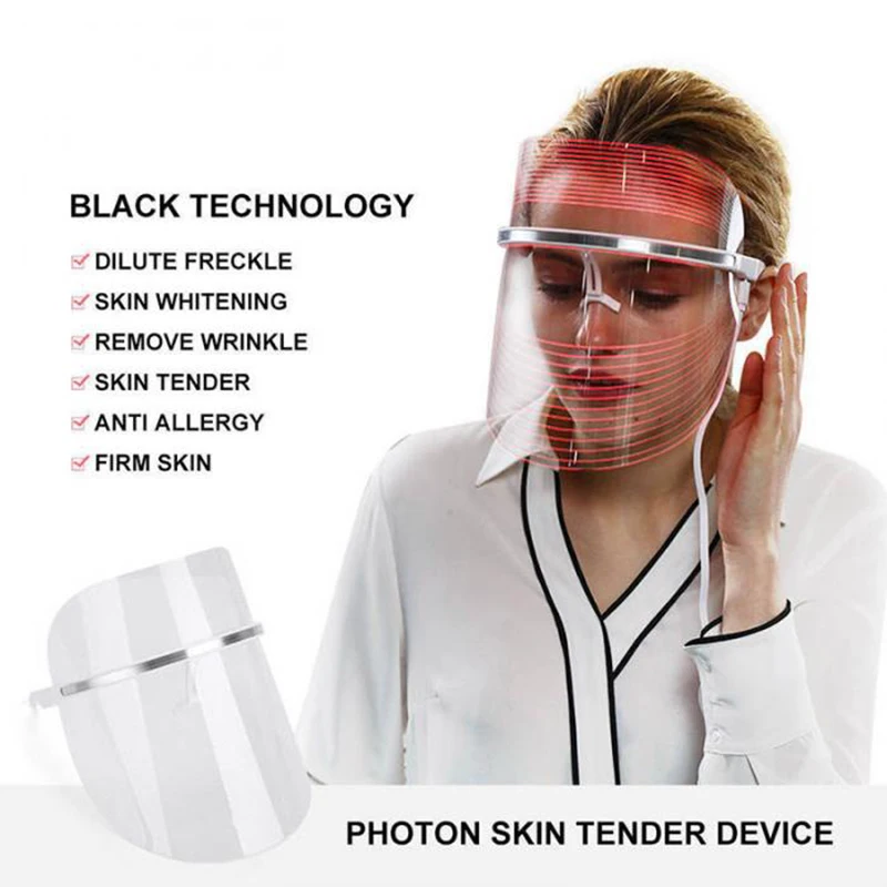 ELECOOL, 3 цвета, светодиодный светильник, терапия, маска для лица, эффективное лечение лица, маска, светодиодный спа-прибор, против акне, омоложение, удаление морщин