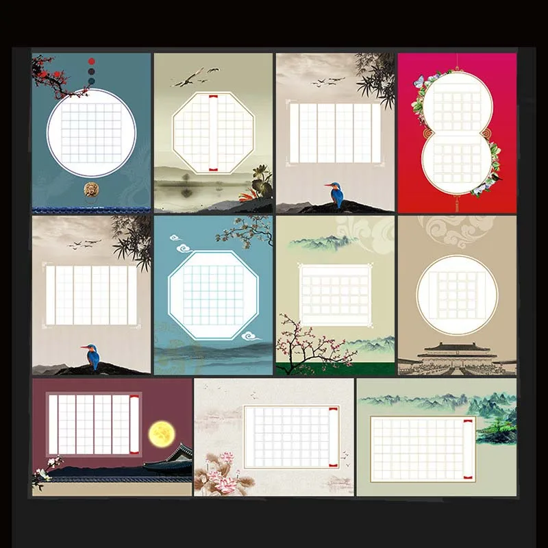 

100-Pack A4 10 Different Styles Chinese Calligraphy Writing Paper for Adults/Children Stationery Paper Decor of Classroom