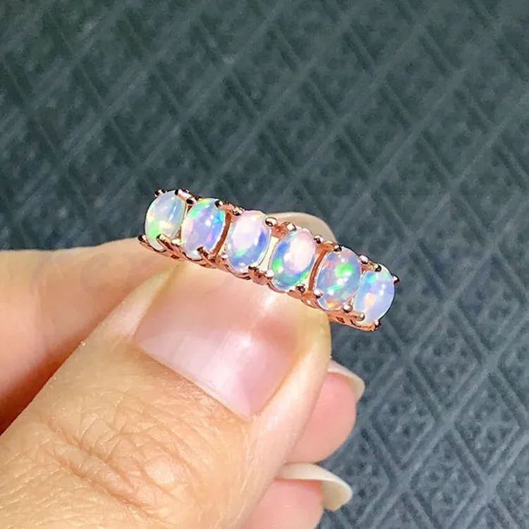 Природный Опал кольцо настоящий opal 925 серебро Handworked кольца Fine jewelry 0.2CT* 6 шт. Самоцветы#16102536