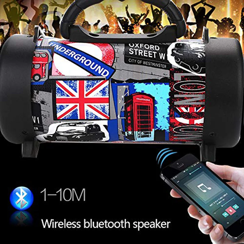 Portable Speaker Wireless Bluetooth Speaker Hifi Soundbar with Subwoofer Outdoor Loudspeaker With Microphone FM radio Boombox