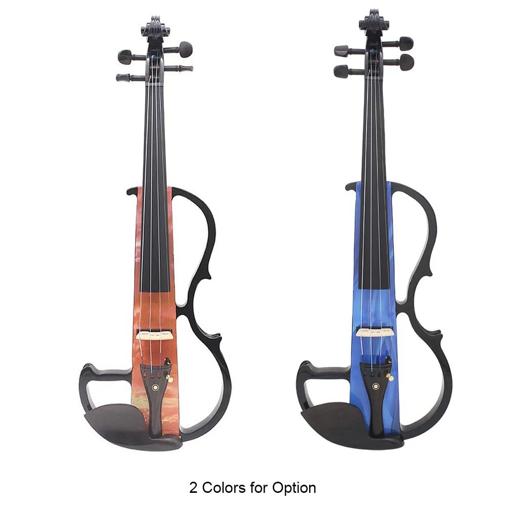 Electric Maple Wood Fiddle Full Size 4/4 Violin Stringed Instrument Ebony Fretboard with bow hand case for Begin |