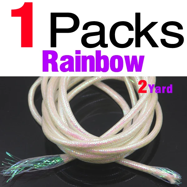 MNFT 2 ярда/набор 7 цветов голографический шнур из майлара 3,5 мм 3 мм трубы мухобойка материал - Цвет: 1Pack Rainbow