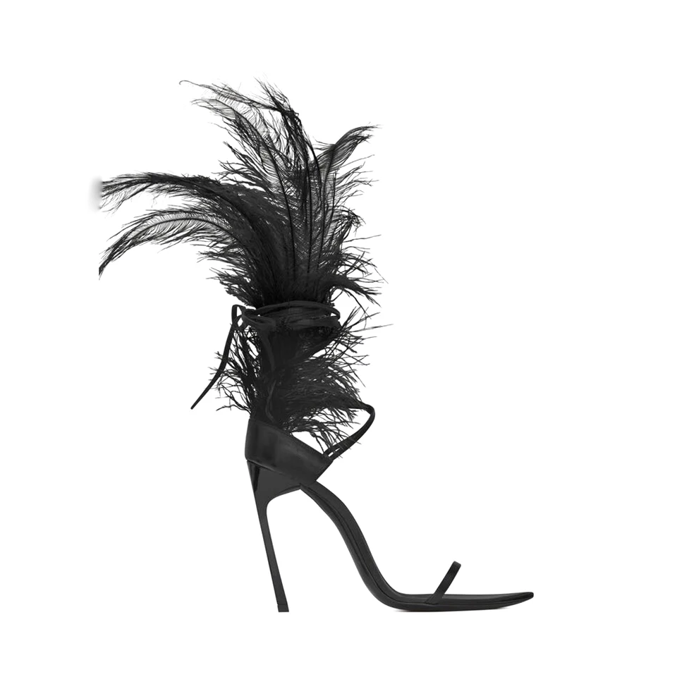 black feather pumps
