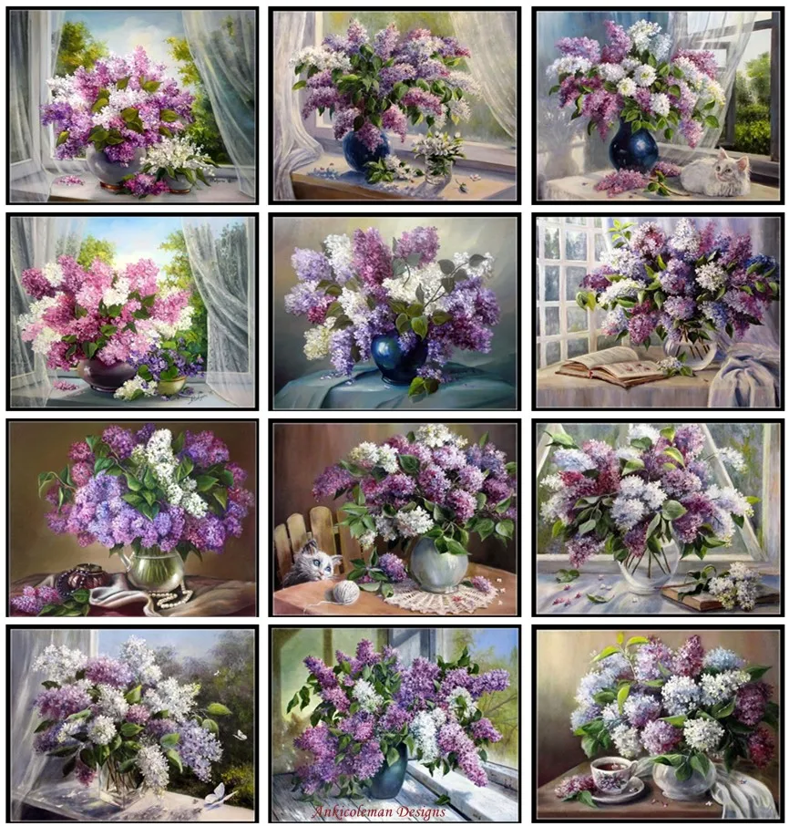 

Embroidery Counted Cross Stitch Kits Needlework - Crafts 14 ct DMC Color DIY Arts Handmade Decor - Lilac Collection 1