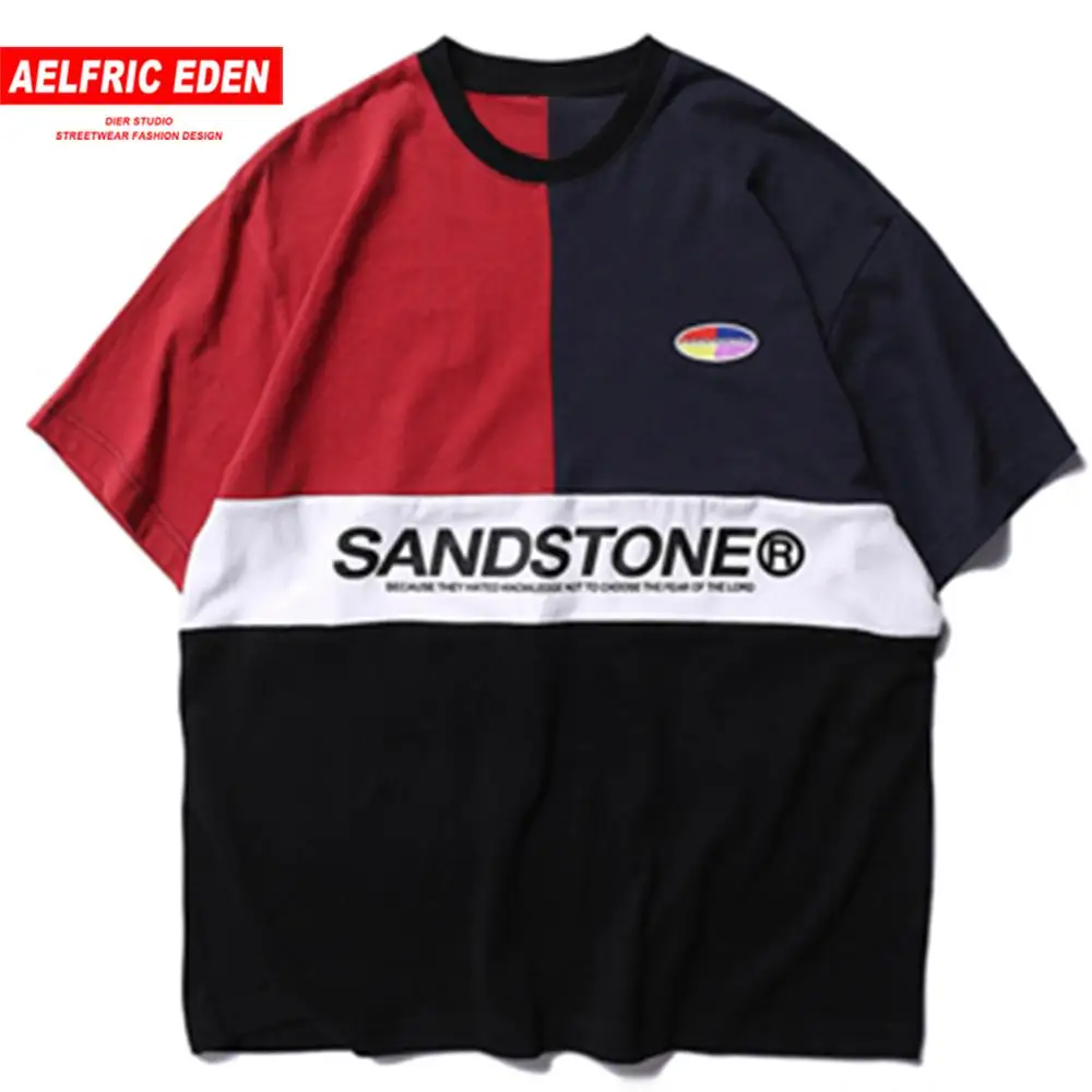 

Aelfric Eden Patchwork Oversize Hip Hop Summer T Shirt Men Harajuku Casual Fashion O-neck Couple T-shirts Streetwear Tops Tees