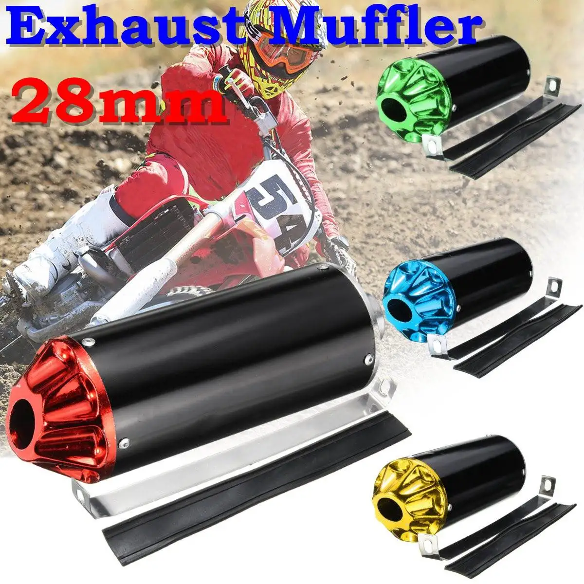 28mm Exhaust Muffler with Clamp For TTR CRF50 SSR Thumpstar 90cc 110cc 125cc Dirt Pit Bikein