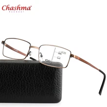 Чашма бренд прогрессивные Мультифокальные очки для чтения Дизайнер Пилот двойной мост пружинный шарнир видеть рядом и далеко Топ 0 Добавить+ 1 к