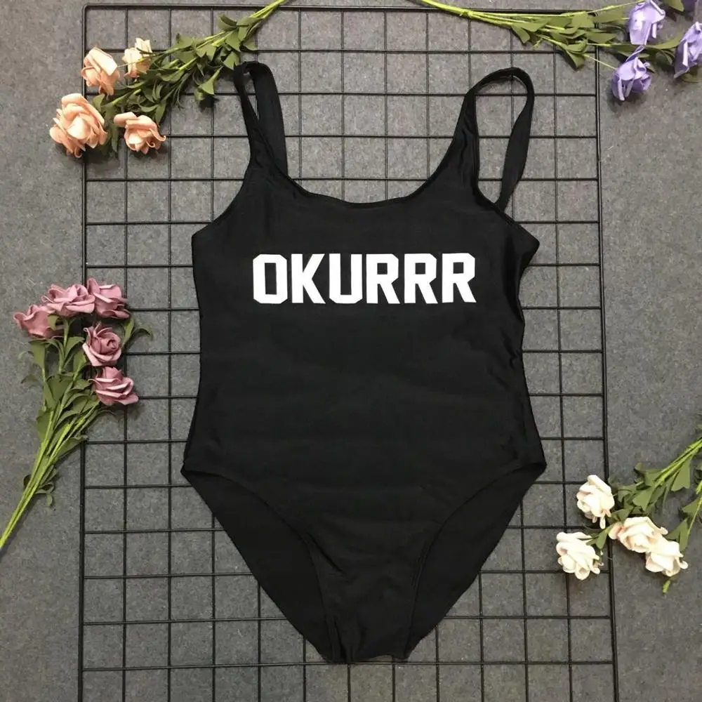 

bathing suit one piece swimwear woman swimsuit girl ladies okurrr beachwear letter print high waist backless cool summer fashion
