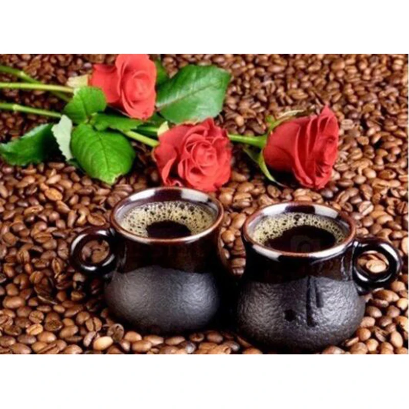 

Full Square/Round Drill Diamond Mosaic Flowers Diamond Embroidery Coffee Home Decor Picture Of Rhinestone Paint With Diamond
