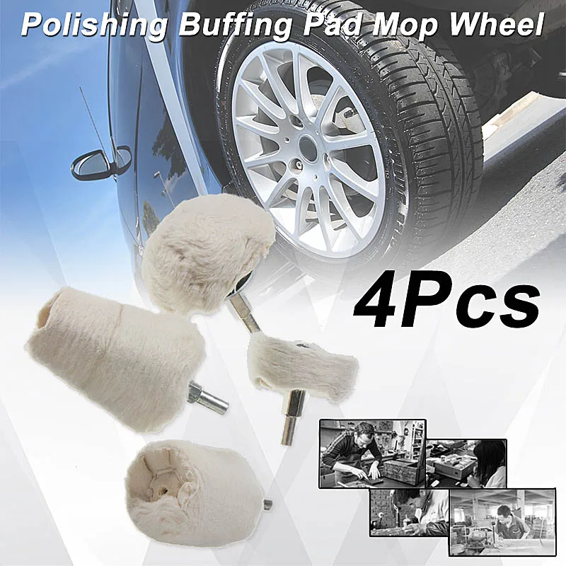 

4pcs/Sets Polishing Buffing Pad Mops Wheel Shank Cone Tapered Rotary for Manifold Aluminum Stainless Steel Chrome Color White