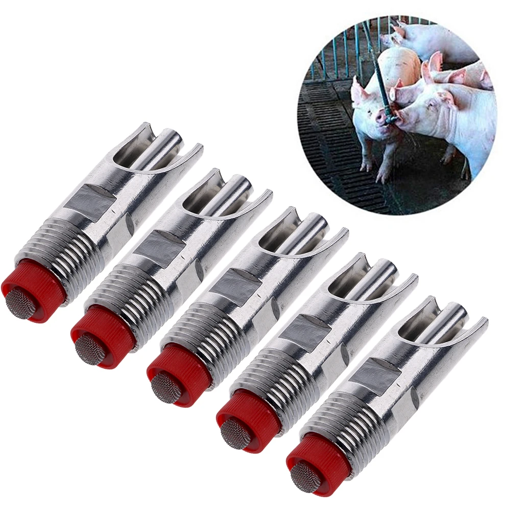 

5Pcs/lot 1/2" PT Thread Pig Hog Steel Automatic Waterer drinking fountains Nipple Drinker Livestock Supplies