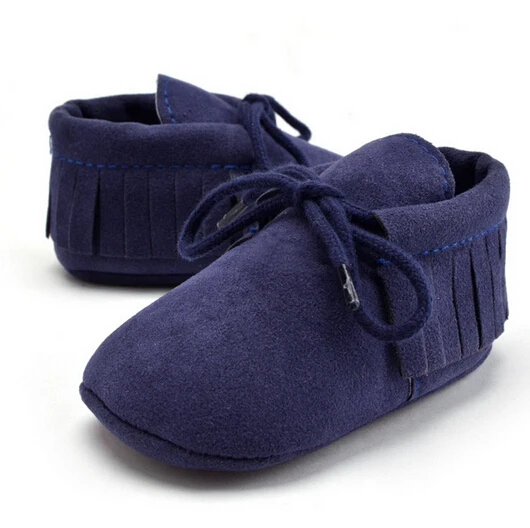 Обувь с бахромой и бантом для маленьких девочек и мальчиков; Infantil; модные ботинки; Милые Мокасины с мягкой подошвой и кисточками; прогулочные ботинки - Цвет: Синий