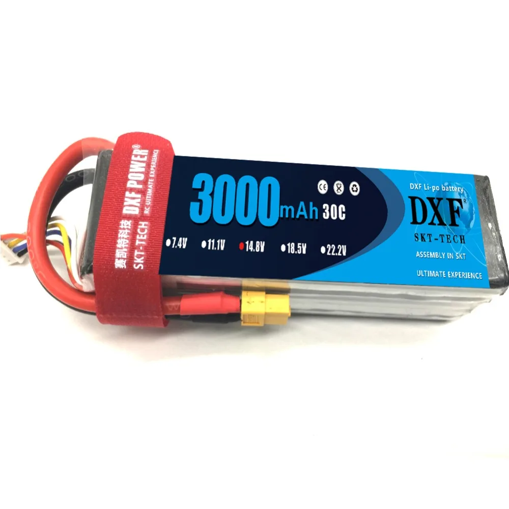 DXF литий-полимерный аккумулятор 14,8 V 3000mAh 4S 30C MAX 60C 1/10 RC автомобиль Lipo Bateria Мультикоптер Квадрокоптер гоночный автомобиль traxxx fpv Дрон