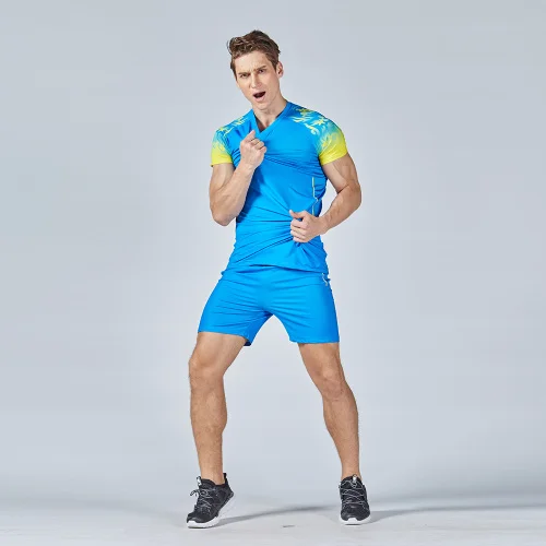 Мужские и женские майки для волейбола, дышащая форма для волейбола, мужской командный спортивный костюм для волейбола, женские футболки и шорты для волейбола - Цвет: Men sky blue