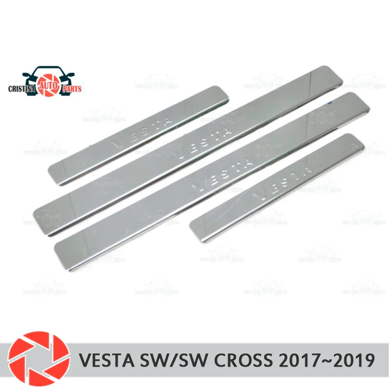 Najtaniej Drzwi parapety dla Lada Vesta SW SW krzyż 2017 ~ 2019 krok płyta wewnętrzna akcesoria wykończenia ochrona dekoracja samochodu znaczek