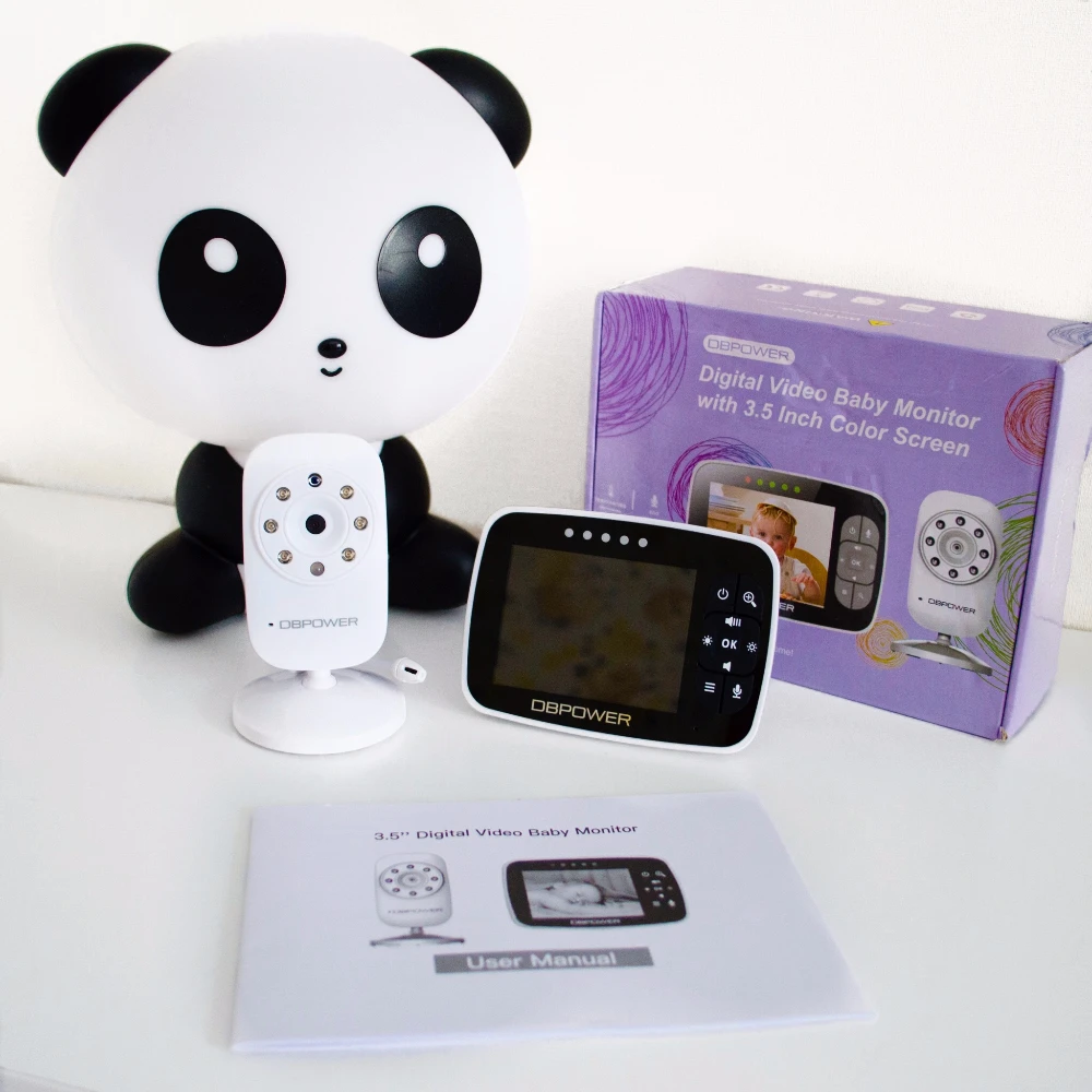 DBPOWER 3.5 inch Baby Monitor 2-way Talk 8 LED IR Camera LCD Screen Crying Feeding Alarm Babyfoon with Temperature Night Sensor