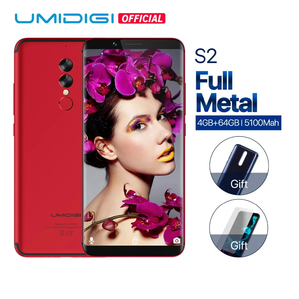 UMIDIGI S2 смартфон с Полноразмерным экраном 5100 мАч 4 Гб + 64 ГБ 13 0 МП камерой