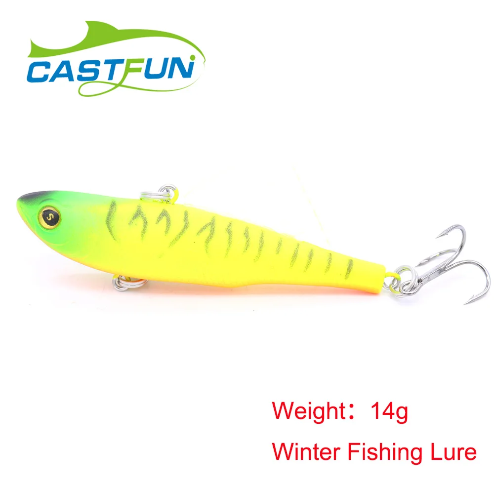 

CASTFUN 1 PC 14g Winter Fishing Bait Ice Hard Lure VIB With Treble Hooks
