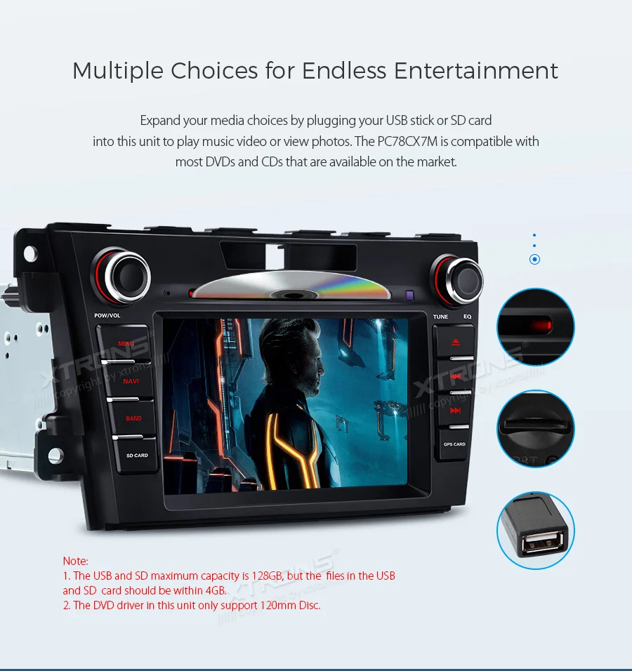 Perfect XTRONS 7" Android 8.1 Quad Core 16GB ROM Car Multimedia DVD Player for Mazda CX-7 2007-2012 RCA GPS Navigation OBD DAB USB WIFI 11