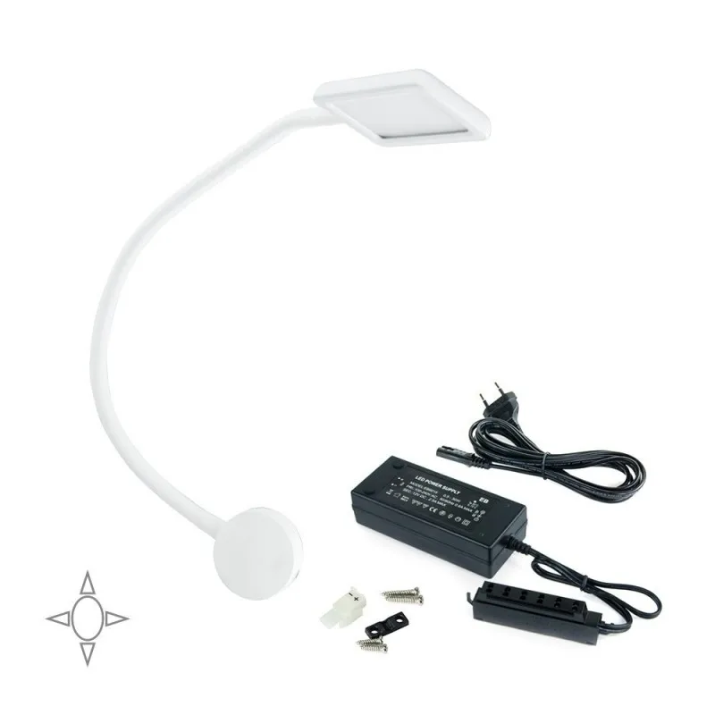 EMUCA 5014715 1 партия бра квадратная Кума с гибким рычагом и 2 портами USB белый цвет
