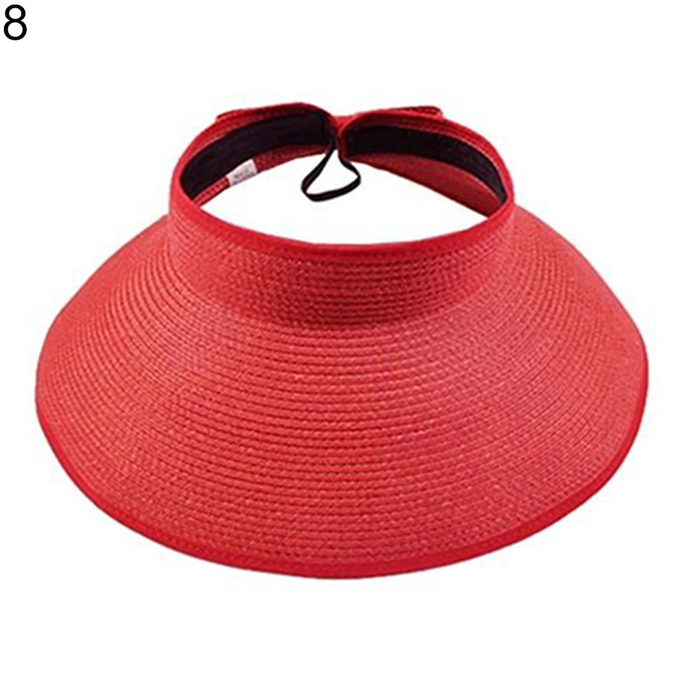 Горячая Распродажа, женская летняя шляпа с широкими большими полями, складывающаяся Солнцезащитная пляжная соломенная плетеная козырек, Дамская Кепка для отдыха - Цвет: Красный