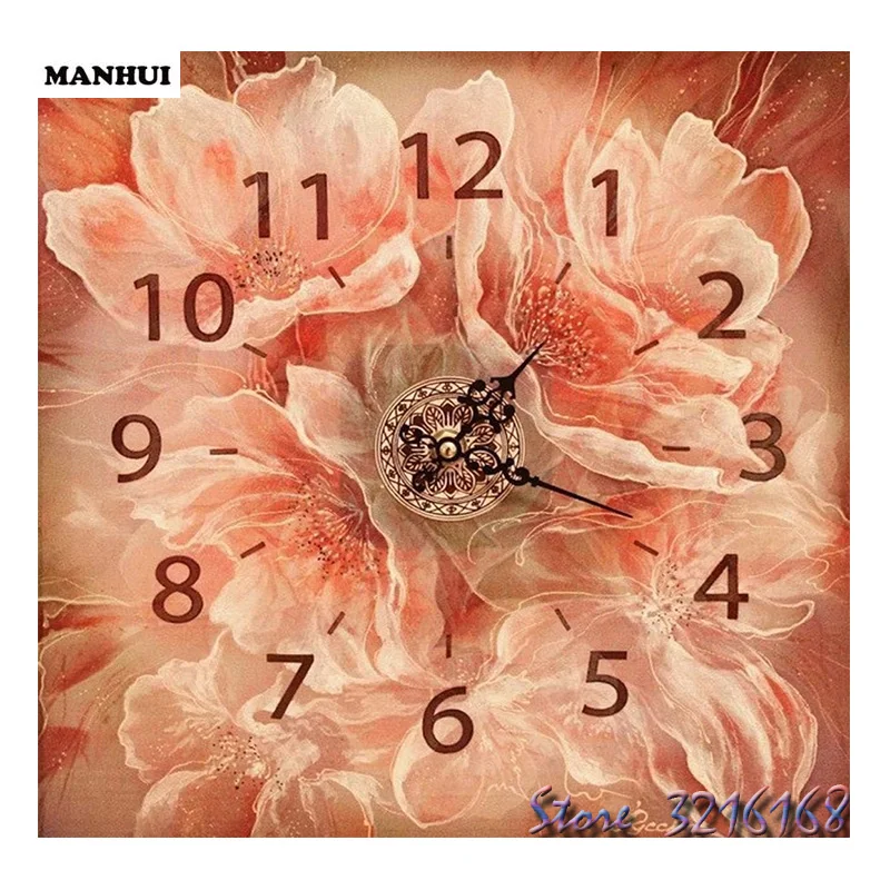 

Volledige vierkante / ronde diamant 5D DIY Diamond Painting Flower clock Diamond geborduurd Diamond Mosaic Home Decor ST006
