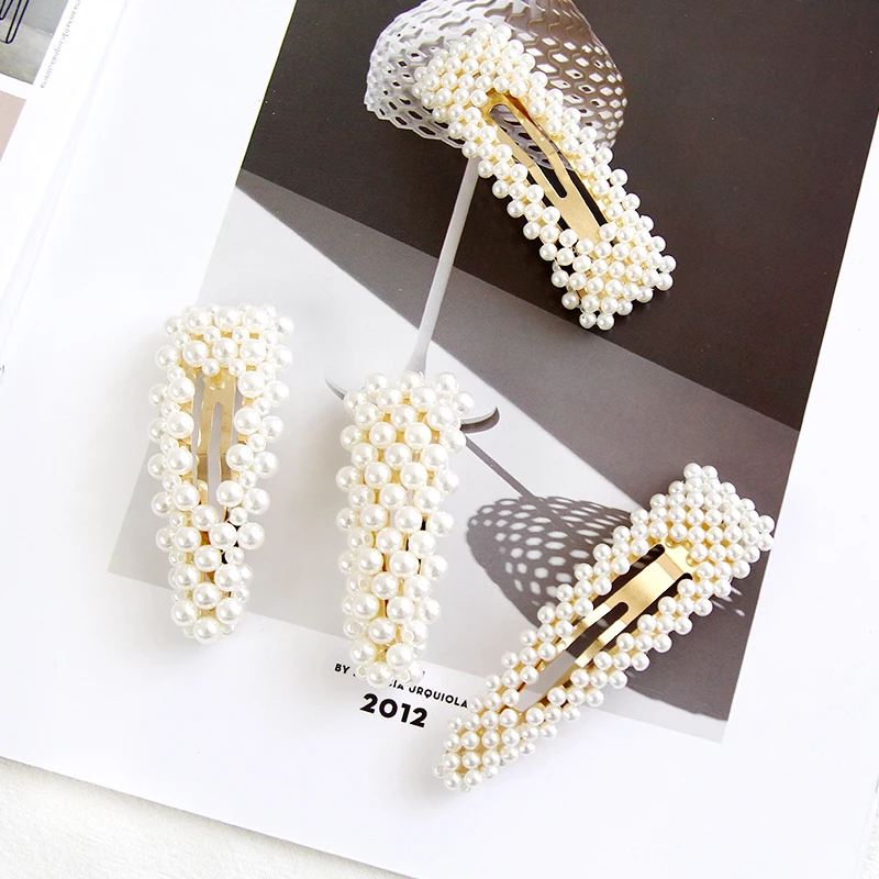 

Korean Hot Sale Vintage Pearl Hairpin Woman Lovely And Sweet Geometric Hair Clip Hair Accessories