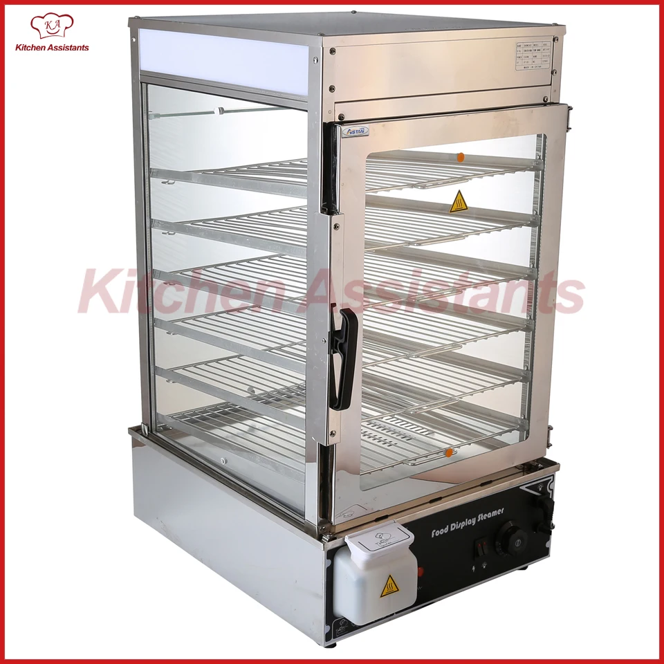 KA600L 110V 220V electric stainless steel electric bread bun food steamer display showcase with surrounded toughened glass KA600L 110V 220V electric stainless steel electric bread bun food steamer display showcase with surrounded toughened glass