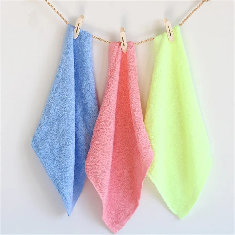 25cm Square Hand Towel Small Pattern Solid Color Absorbent 100 Cotton