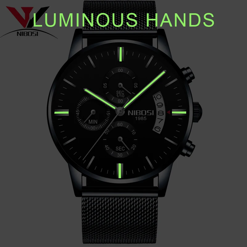 Reloj Hombre NIBOSI часы с хронографом для мужчин водонепроницаемые мужские 2018 Роскошные