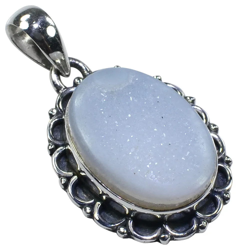 Stargems (TM) Природный Drusy Druzy 925 Серебряный кулон 1.45&quot | Украшения и аксессуары