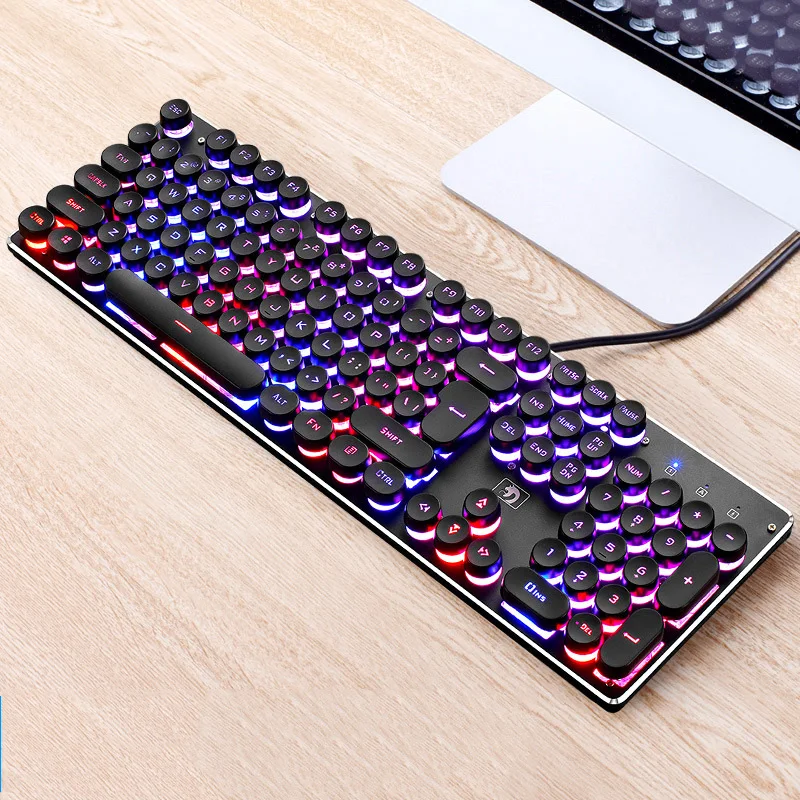 

Wired Computer Gamer Keyboard for Desktop PC Gaming Keyboard Punk Retro Luminous Keyboard with LED Light Mechanical Feeling New