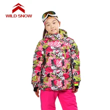 

Wild snow Children Outerwear Warm Coat Sporty Ski Suit Kids Clothes Waterproof Windproof Boys Girls Jackets For 7-16T