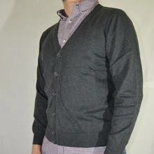 Модный стильный мужской кардиган из хлопка с v-образным вырезом