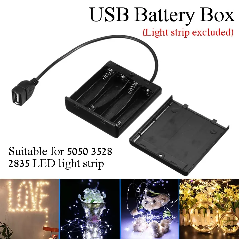 DC5V Portable Mini AA Battery Holder Storage Box Case USB Power Supply
