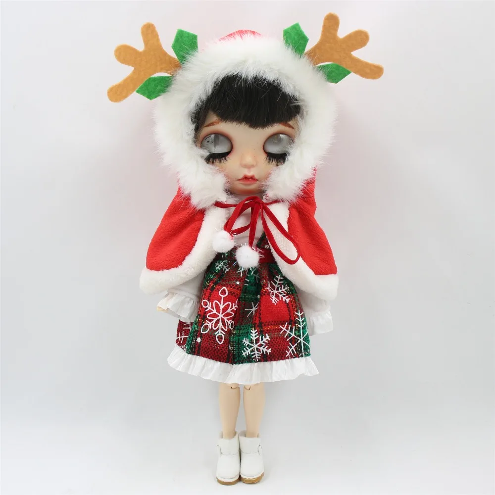 Neo Blythe Doll Christmas Winter Outfit With Cap & Scarf 3