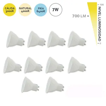 

Pack 10 GU10 LED bulbs 7 W lumens replaces Halogen from more than 50 W