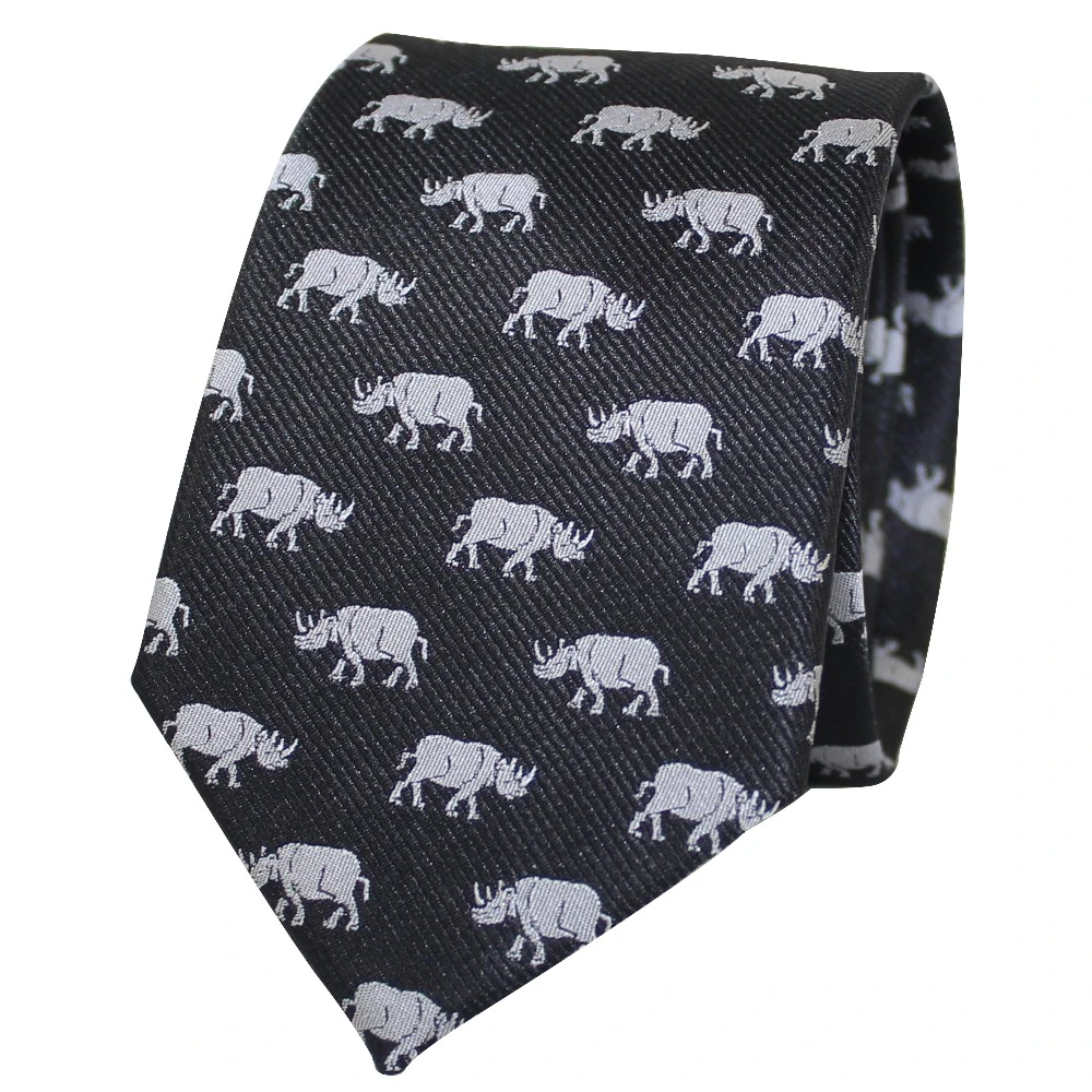 サイネクタイマイクロファイバージャカードグレー色サイ動物ネクタイ父の日誕生日結婚ギフト Men S Ties Handkerchiefs Aliexpress