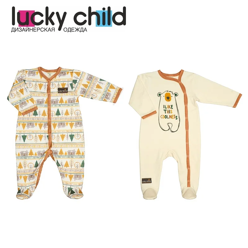 Комбинезон Lucky Child с начёсом для девочек и мальчиков, арт. 63-13f и 63-1f, 1 шт(Зимние каникулы) [сделано в России, от 2-х дней]